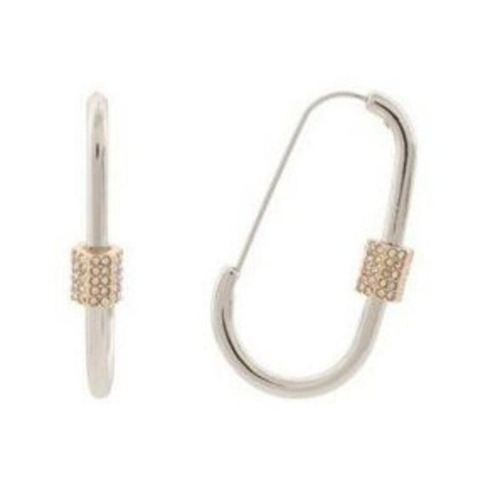 AllSaints Two-Tone Pave Carabiner Earrings
